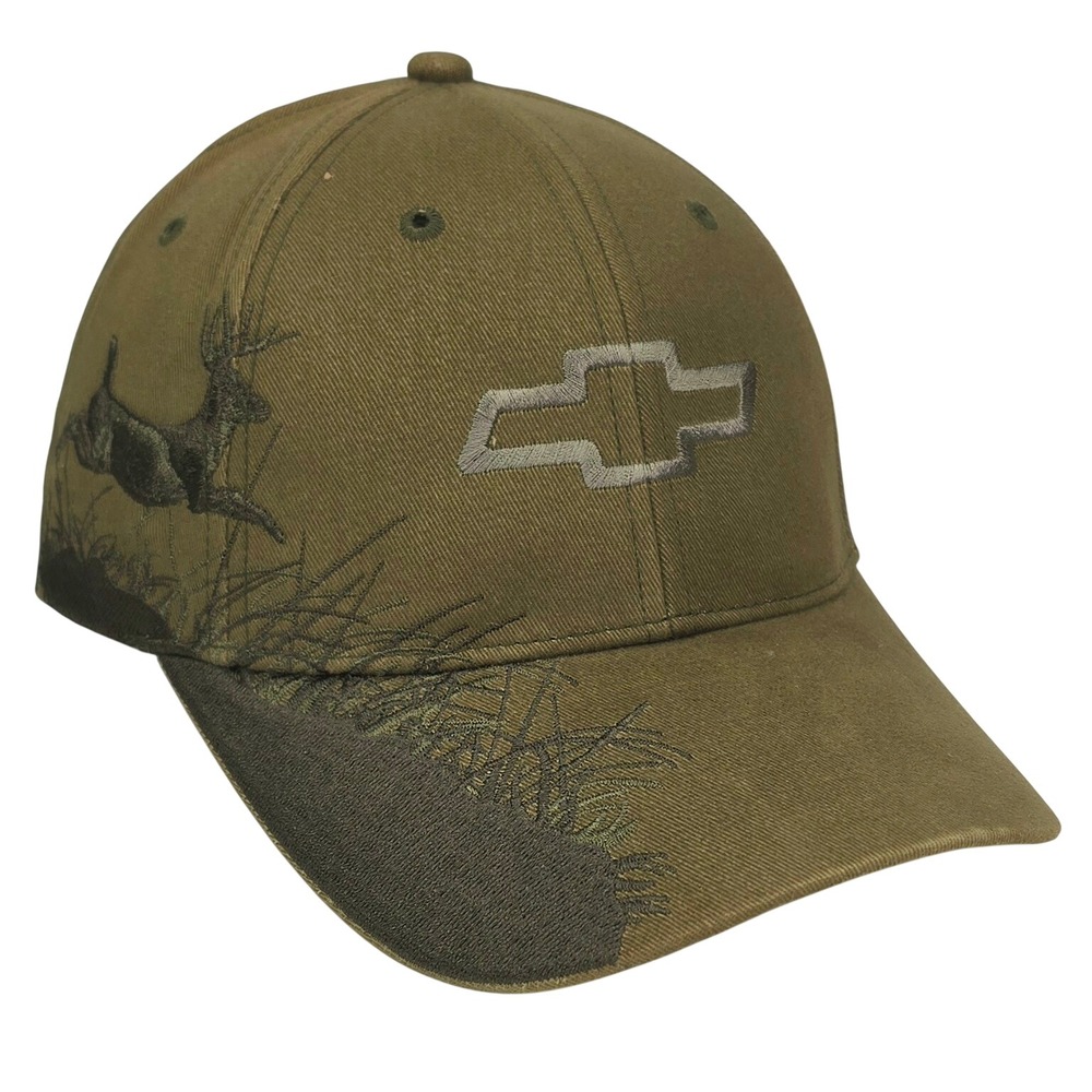 Chevrolet Wildlife Series Hat Olive Green Embroidered Deer GM Chevy Cap Dri Duck